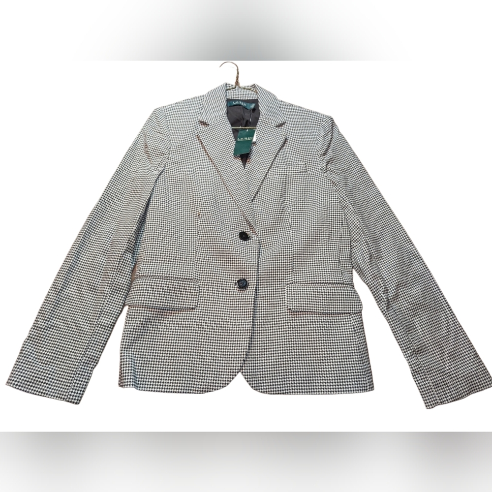 Lauren Ralph Lauren Black and White Houndstooth Blazer